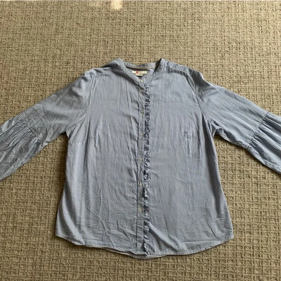 Boden Blue Striped Button Down Shirt with full flowing arms after elbow - Picture 8 of 8